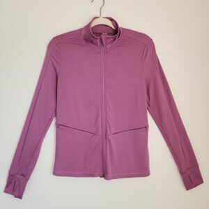 Nicole Miller Sport Size S Lilac Full Zip Workout Jacket Zip Pocket Finger Holes